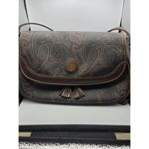 VTG Liz Claiborne Leather Crossbody Bag Genuine Leather Trim Snap Women's Purse